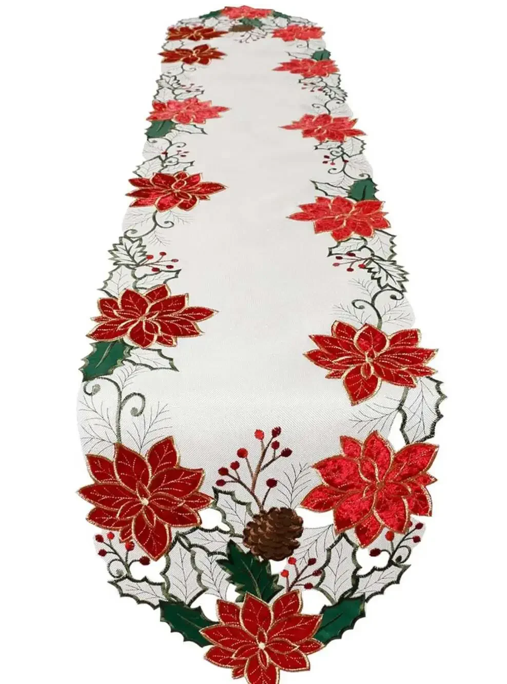 Elrene Home Fashions Vintage Holly Scallop Border Christmas Placemat